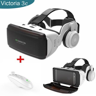 VR Virtual Reality 3D Glasses Box Stereo VR Google Cardboard Headset Helmet for IOS Android Smartphone,Bluetooth Rocker (1)