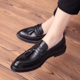 Men Leather Oxfords Formal Wedding Shoes Handmade Brogue Style Dress Shoes (7)