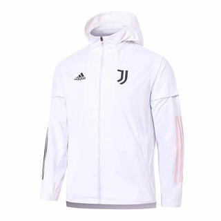 Juventus white windbreaker 2021 new cold-proof hooded outdoor training sportswear jacket
