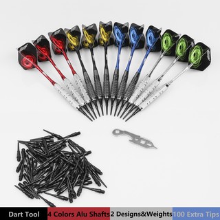 DartsCyeeLife 17+18g Plastic tip darts 12 Packs with 4 Colors Aluminium Shafts+Rubber Rings+100 Soft (4)