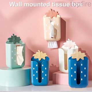 Wall-mounted Tissue Box Self-adhesive Garbage Storage Organizer Toilet Paper Holder Container, Blue