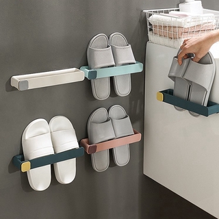 Macaron bathroom slippers rack Simple toilet rack Wall-mounted wall-mounted perforated hook shoe rack