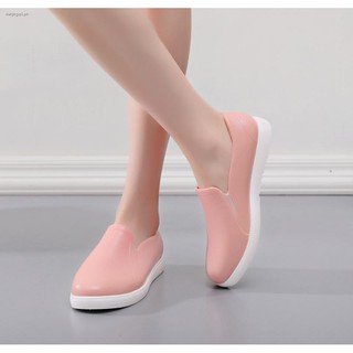 women's shoes♞☇Autumn rain female short canister light mouth fashion shoes flat non-slip rubber boo
