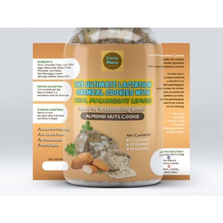Lactation Cookies Almond Choco Chip by Lacto Mama 12 pcs per Jar (Low Calorie)