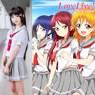 Anime LoveLive!Sunshine!! Aqours Takami Chika Cosplay Costume Sailor Suit Student JK Uniform Shirt Skirt Set Halloween
