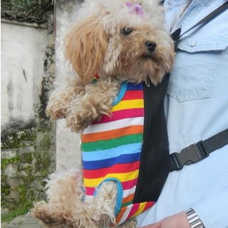 Colorful Strip Pattern Pet Dogs Legs Out Front Carrier Bag