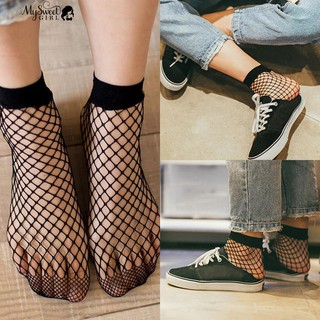 Women Ruffle Fishnet Ankle High Socks Mesh Lace Fish Net Short Socks