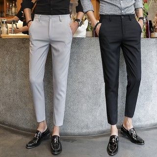【READY STOCK】 Men's Korean Slim Fit Casual Pants Cotton Stretch Long Seluar To marry the best man suit pants nine minutes of stretch feet men''s cultivate one''s morality leisure small trousers for stylist students trend