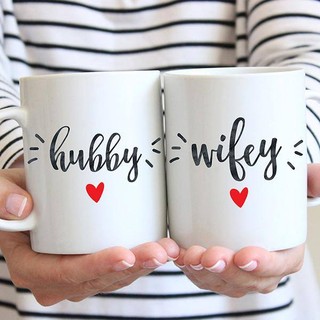 Couple mugs hubby-wifey