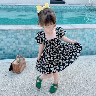 Baby Girls Short-Sleeve Floral Daisy Princess Dress Short-Sleeve Princess Dresses For Kids Girls