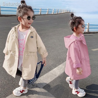 Hot sale✵✎Girls windbreaker 2021 new medium and small children s baby solid color hooded Korean jacket spring and autumn clothing small children s jacket