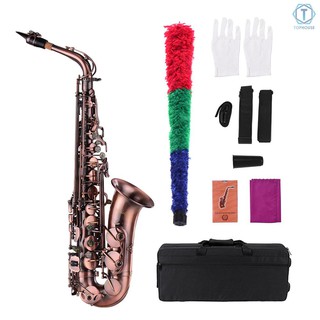 ∮ Muslady High Grade Red Bronze Bent Eb Alto Saxophone E-flat Sax Carved Pattern Woodwind Instrument
