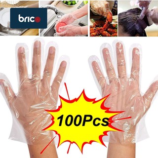 Brico 100 Pcs Disposable Plastic Gloves Food Handling Safety Gloves Cleaning Gloves