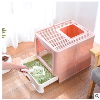 Foldable Large Size Semi -Closure Cat Litter Box With Drawer