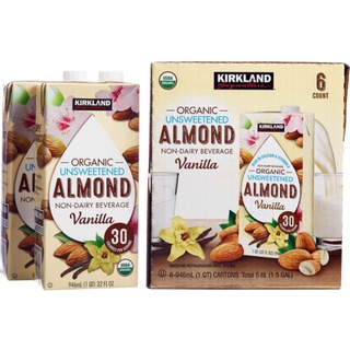 Kirkland Signature Organic Unsweetened Almond Milk Vanilla Non Dairy Beverage 946ml Keto Friendly