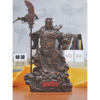 Imitation wood statue of Guan Gong，Resin technology，Modern art sculpture，God of War Guan Yu，Home dec (8)