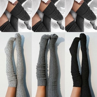 Fashion Women Lady Cable Knit Extra Long Stockings Over Knee Thigh High Warm Pantyhose Trim Tights O