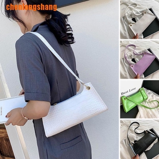 【CLS】Vintage Crocodile Pattern Women Casual Baguette Handbag Underarm Bag