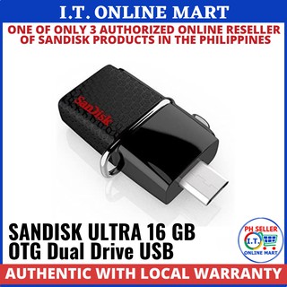 Sandisk 16GB OTG Dual Drive USB 3.0 Flash Drive (Black) for Android Devices