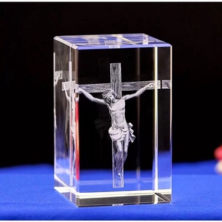 Jesus Shepherd Christian Catholic Laser Statues Crystal Figurines Ornament Engraving Christmas Gift Cross jesus