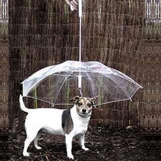 ✌☊✧RXCW_ Dog Walking Waterproof Clear Cover Built-in Leash Rain Sleet Snow Pet Umbrella