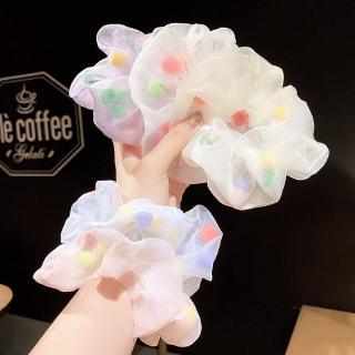 Korean Version of the Simple Color Ball Net Yarn Large Intestine Hair Ring Sweet Girl Rubber Band Hair Rope Hair Band Hair Accessories