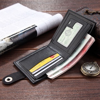 Wallet Men's Short Wallet Soft Leather Zip Wallet Youth Buckle Coin Purse Student Multiple Card Slots Fashion Bag (4)