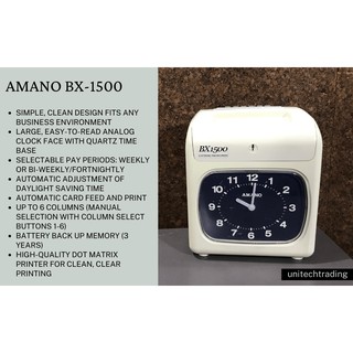 Amano BX-1500 Bundy Clock/ Time Recorder in refurbished condition