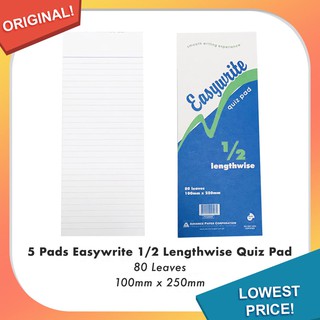 Easywrite 1/2 Lengthwise Quiz Pad 80 Leaves, 5 Pads