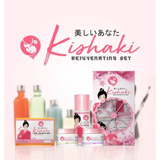 Kishaki Rejuvenating Facial Set (Kojic Whitening Soap, Toner, Bleach Cream, Sunscreen)