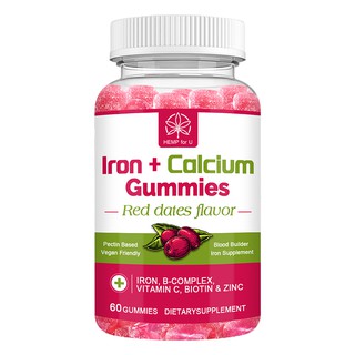 HFU Iron Calcium Gummies Iron Gummies Supplement with Vitamin C, A, Vitamins B Complex for Women,