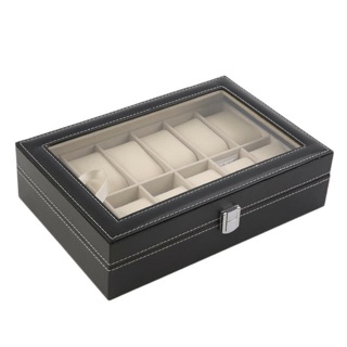 12 Slots Grids Watch Storage Organizer Case PVC Leather Jewelry Display Storage Box (6)