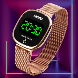 Skmei LED Touch Watch Unisex Mesh Steel Strap 30M Waterproof Digital Sports Wristwatch