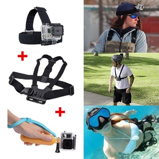 3 IN 1 Gopro Mount Kit Elastic Head Strap + Chest Strap + Floating Hand Grip iBvu