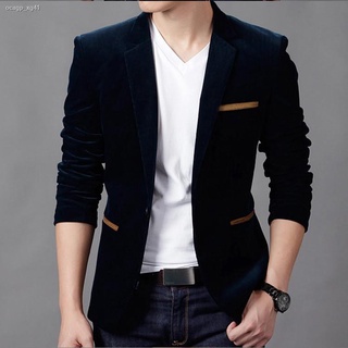 cod✧◊✉Business fashion corduroy casual slim suit men jacket blazer Slim Fit Formal One Button Suit O