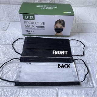 Thick 50 PCS LVTA Black White inner Inside Disposable Face Mask EXCELLENT QUALITY
