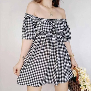 Women's clothing✢SS Fiona Dress Gingham Off Shoulder Two Way Dresses Plus Size Small to Large