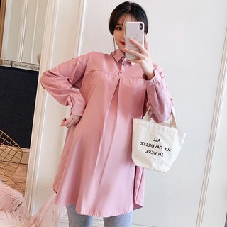 Maternity Wear Fashion Women Long Sleeves Loose Pink Pregnant Blouse Tops Plus Size (3)