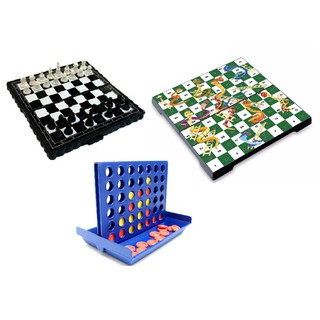 3in1 CHESS SNAKE AND LADDER CONNECT 4 PORTABLE MINI FUN FAMILY INTERACTIVE GROUP BOARD GAMES