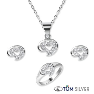 Tom Silver 92.5 Italy Sterling Silver Heart Ladies Set With ChainTSSL095