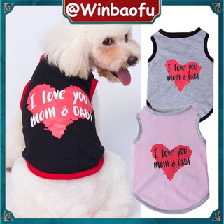 Pet Dog Cat Clothes Tee Shirts Spring Summer Puppy T Shirt Pet Dog T-Shirt I Love Daddy Mommy Puppy Sleeveless Vest Suit Small Dog Clothes For Small Medium Dogs Cat