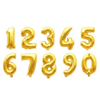 GOLD NUMBER 0~9 and (@) BALLOON 16’ INCH