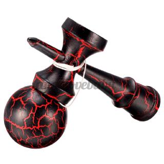 Full Crackle Red On Black Kendama + Extra String Skill ball