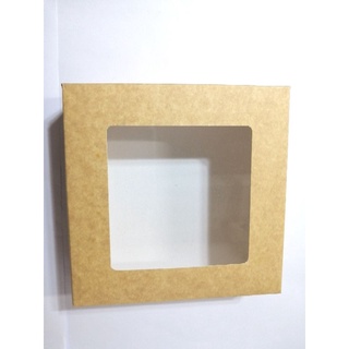 100pcs 8.5x8.5x2.5 Pastry Box/with window/preformed/reversible laminated white/Kraft