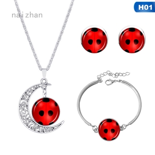 Naizhan Runyong Xinxing66 Yayang .ph Colors New Miraculous Ladybug Love Bugs Earrings Bracelet Pendant Set