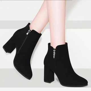 [High quality] Plus velvet 2021 new autumn and winter women s boots thick heels high heels women s s (1)