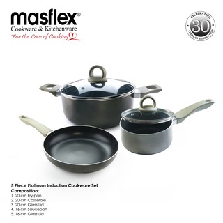 Masflex 5 piece Limited Edition Platinum Cookware Set (Induction Ready - Suitable for all stovetops)