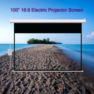 ❣♧100 Inch 16:9 Electric Projector Screen with Remote Control Motorized Projection Curtain for Home