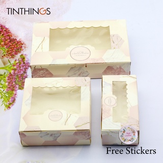20PCS Paper Gift Box With Window Pink Marble Wedding Party Favors Food Packaging Candy Cardboard Cak (1)