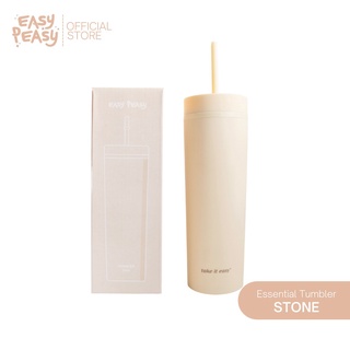 Easy Peasy Essential Tumbler (Stone) [16oz Double Wall Straw Cup] (1)